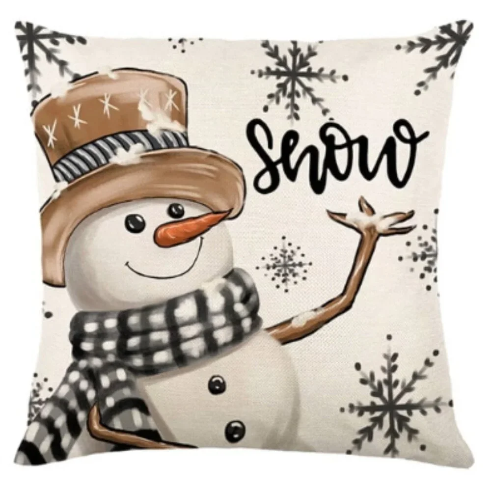 NEW SET OF 4 CHRISTMAS COTTON LINEN BLEND CHRISTMAS SEASONAL PILLOW COVERS 18